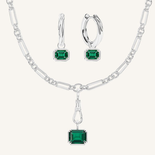 Evelyn Fob Chain and Hoops Set