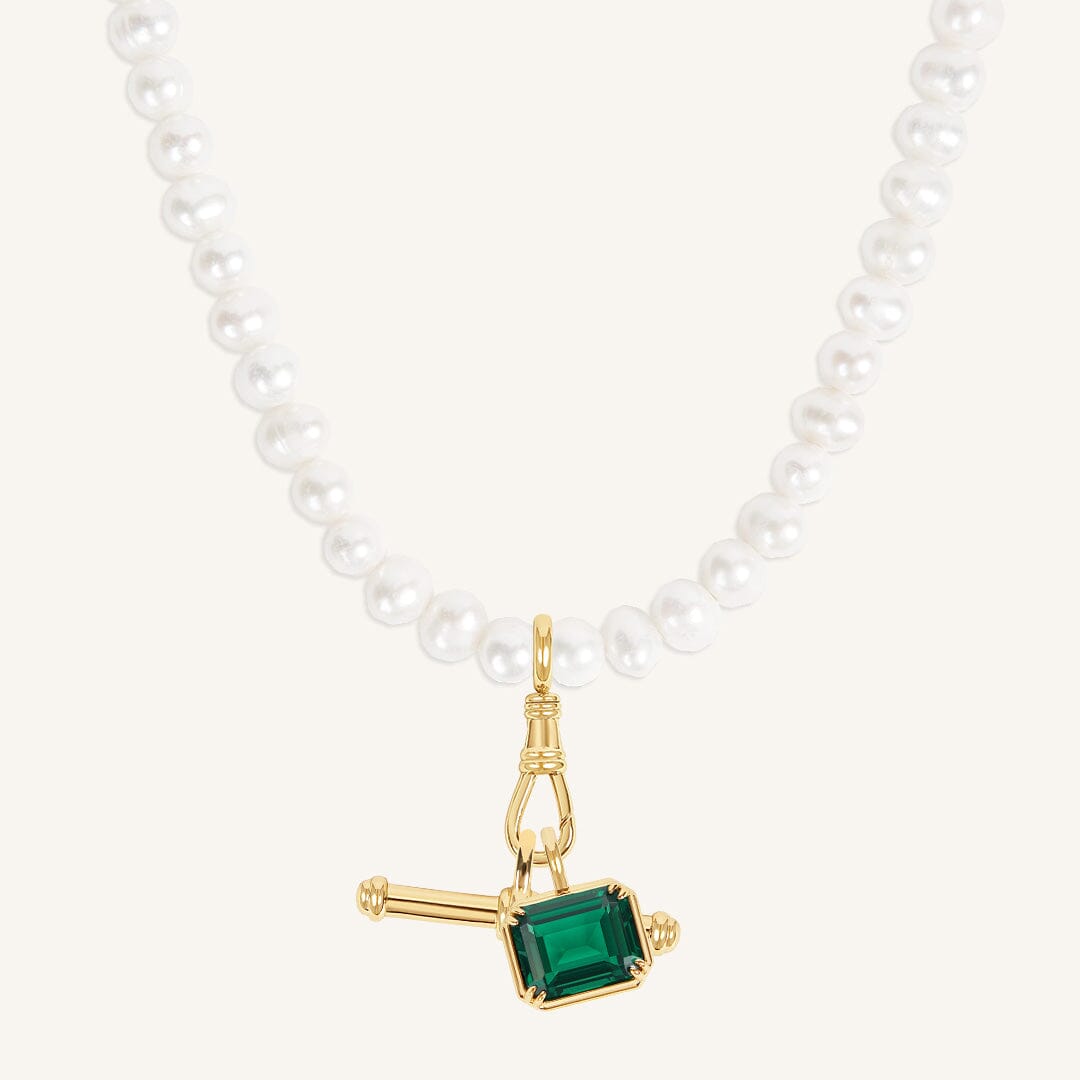 Evelyn Fob Pearl Necklace Set