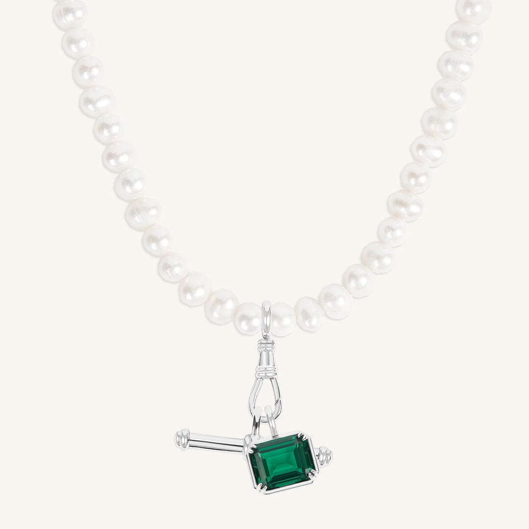 Evelyn Fob Pearl Necklace Set