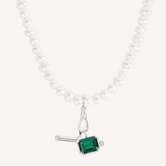 Evelyn Fob Pearl Necklace Set
