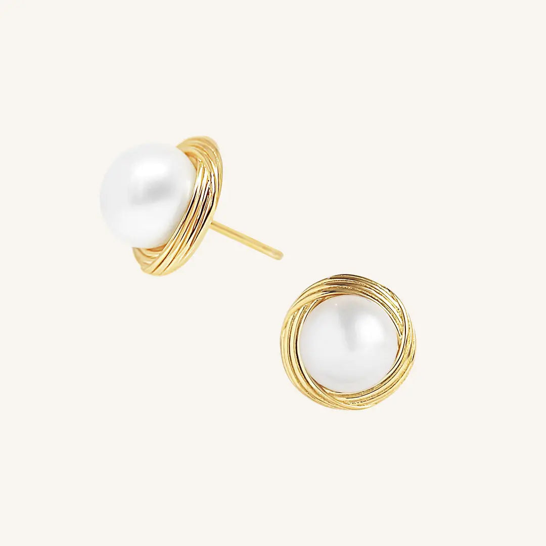 The  GOLD  Eyre Studs by  Francesca Jewellery from the Earrings Collection.