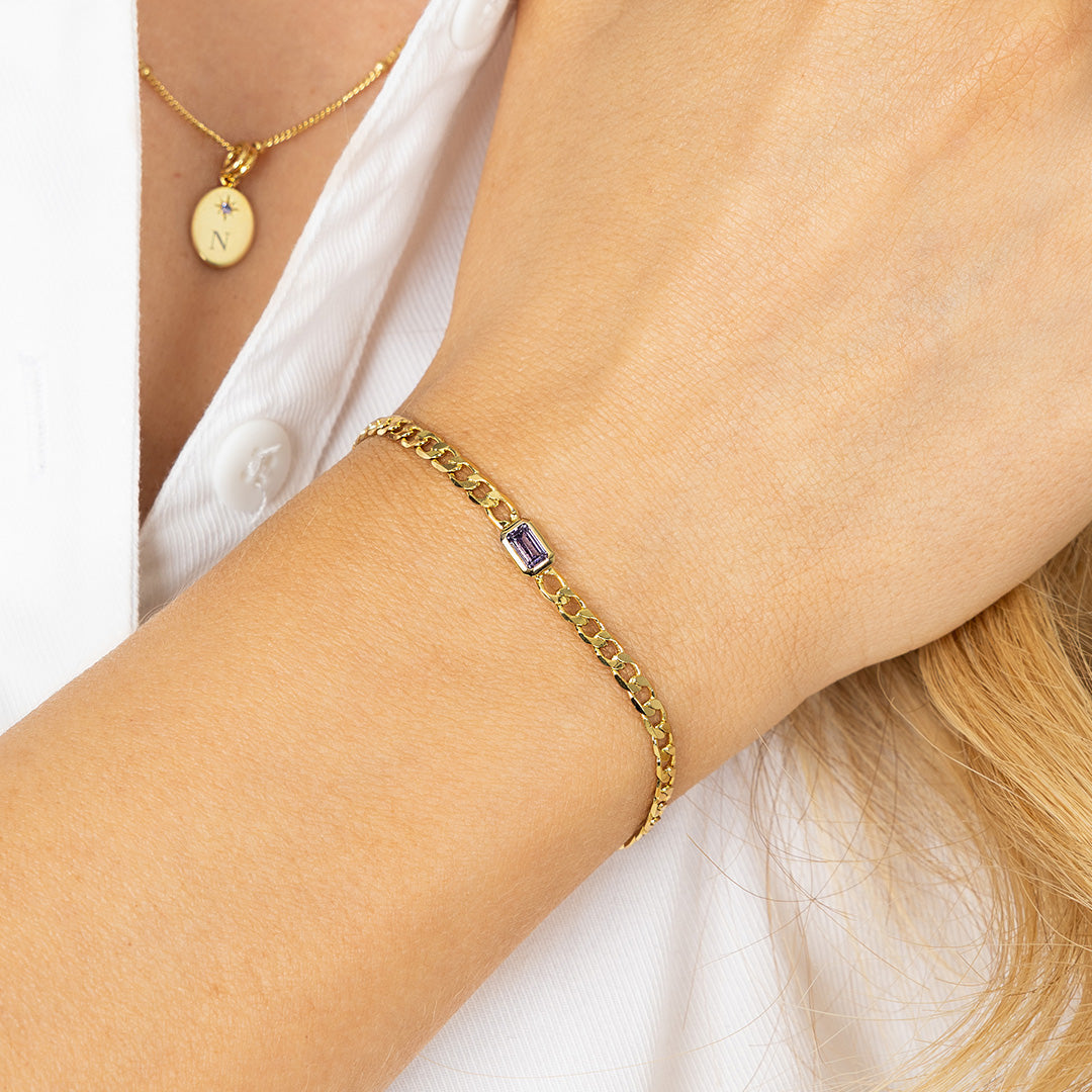 February Birthstone Chain Bracelet