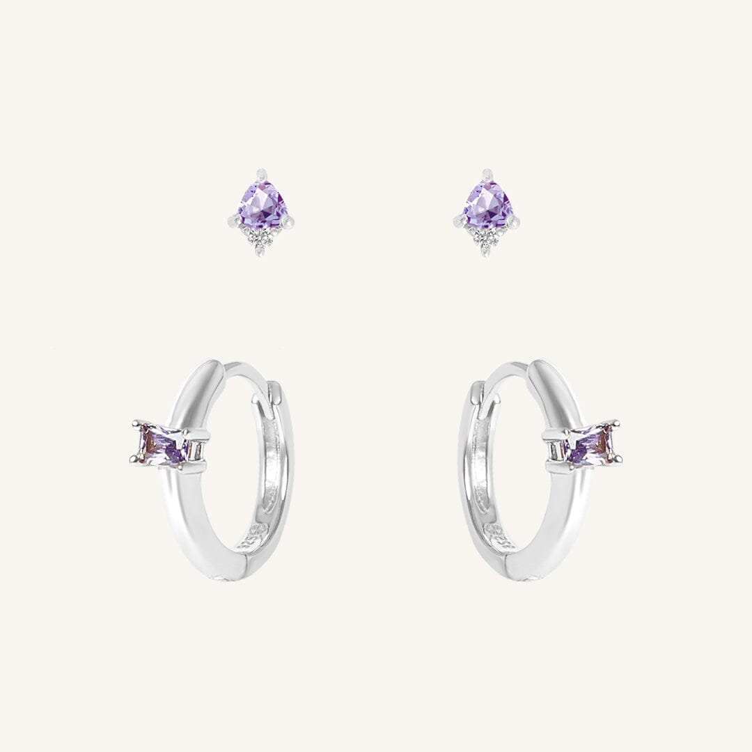 February Birthstone Earring Set