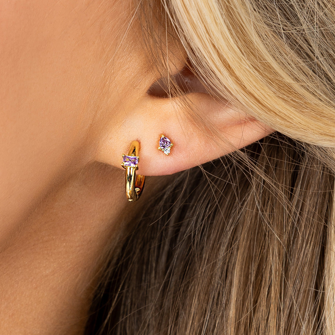 February Birthstone Huggies