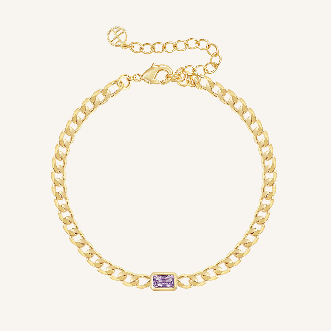 February Birthstone Chain Bracelet