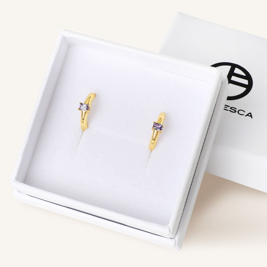 February Birthstone Huggies