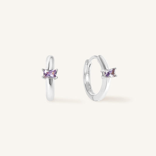 February Birthstone Huggies