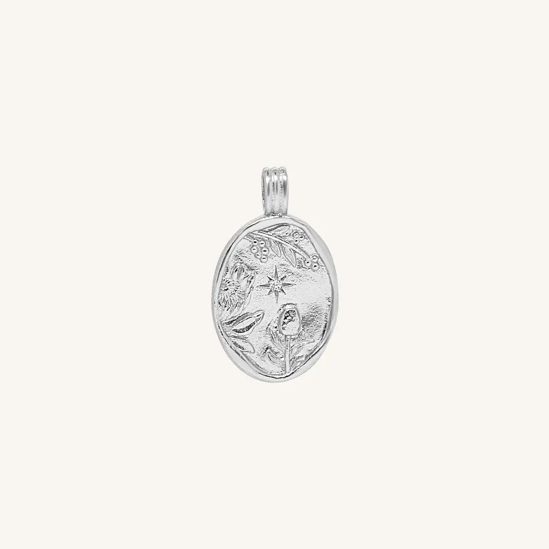 The  SILVER  Flora Pendant by  Francesca Jewellery from the Charms Collection.