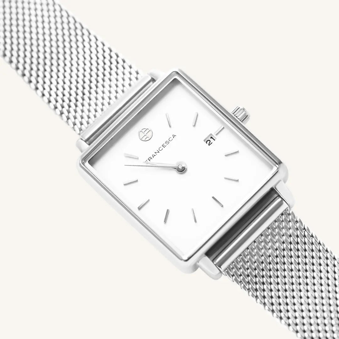 The  SILVER  Franc Watch Mesh by  Francesca Jewellery from the Accessories Collection.