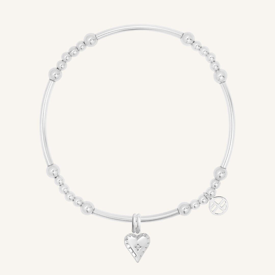 Forever Love Heart Charm For Mesh Bracelets – Genuine 925 Sterling Silver With CZ