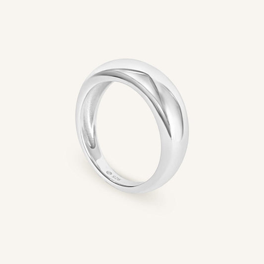 Silver ring on a white background