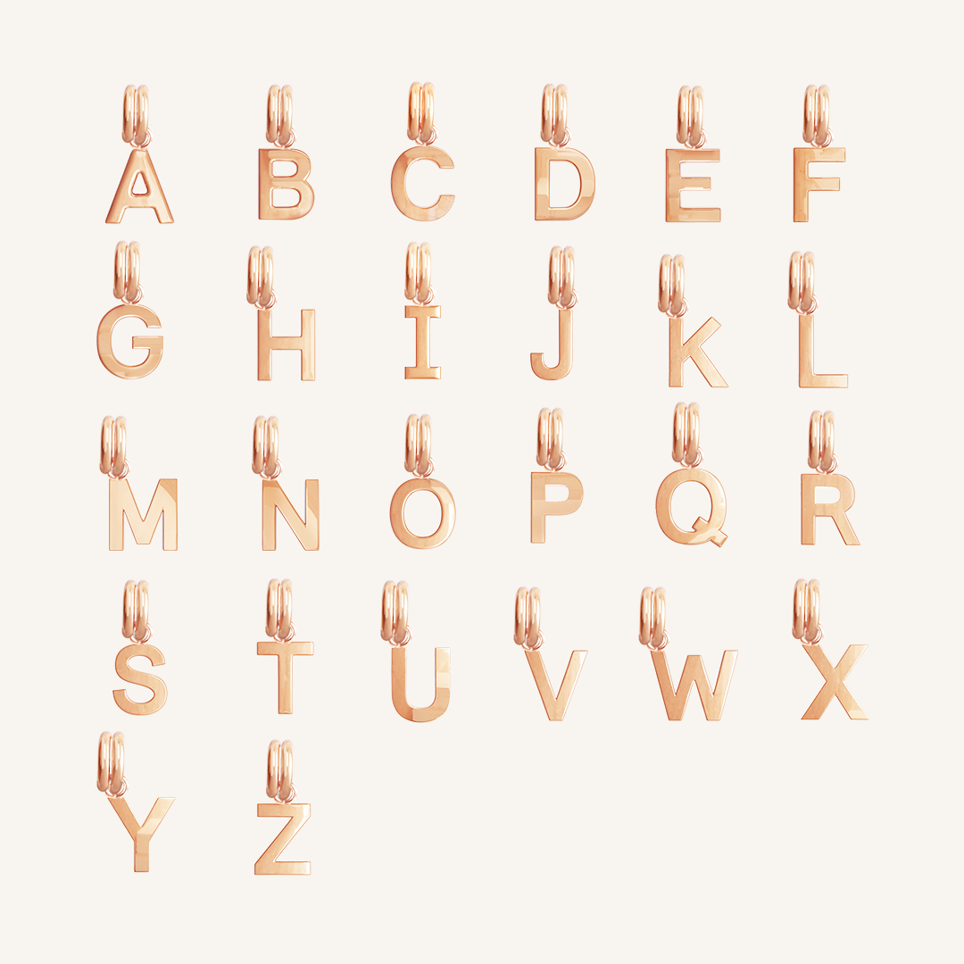 All rose gold letters on white background