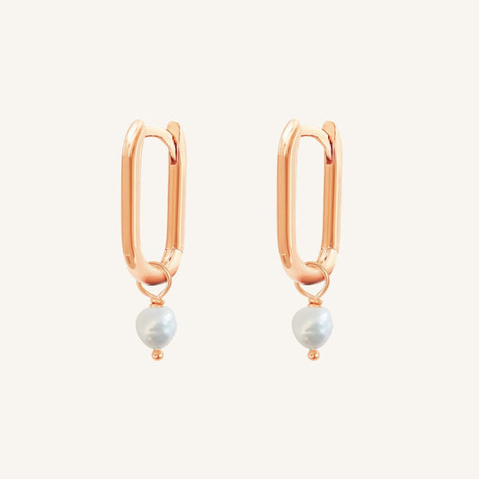 Pearl Rectangle Hoops - Stone of Potential
