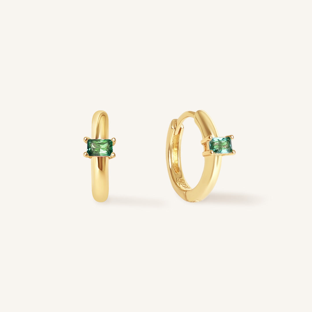 May Birthstone Huggies