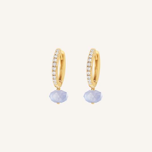 Opulent Blue Lace Agate Crystal Hoops
