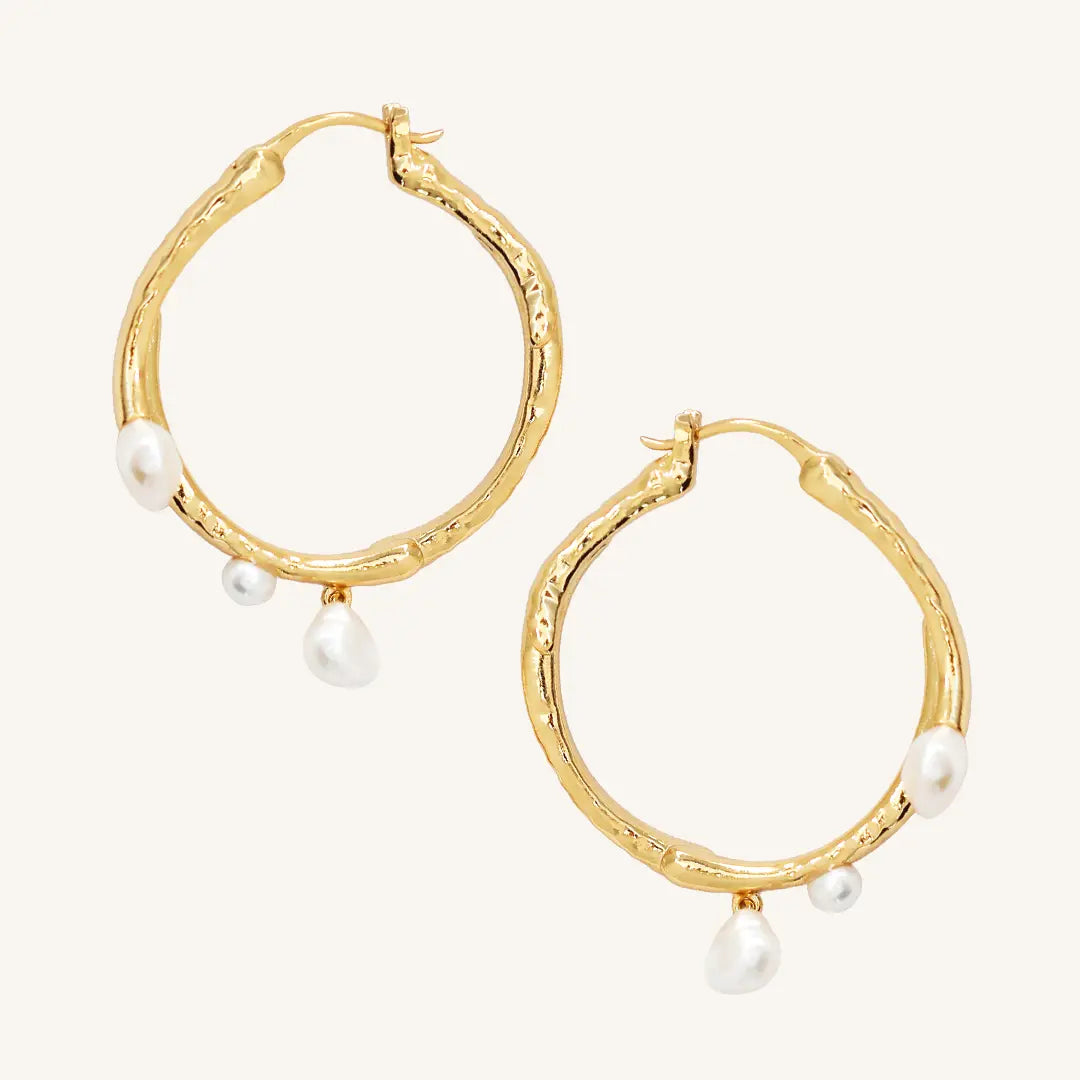 The  GOLD  Pearl Hoops by  Francesca Jewellery from the Earrings Collection.