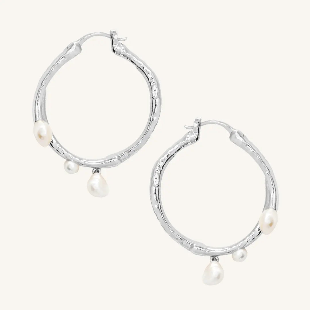 The  SILVER  Pearl Hoops by  Francesca Jewellery from the Earrings Collection.