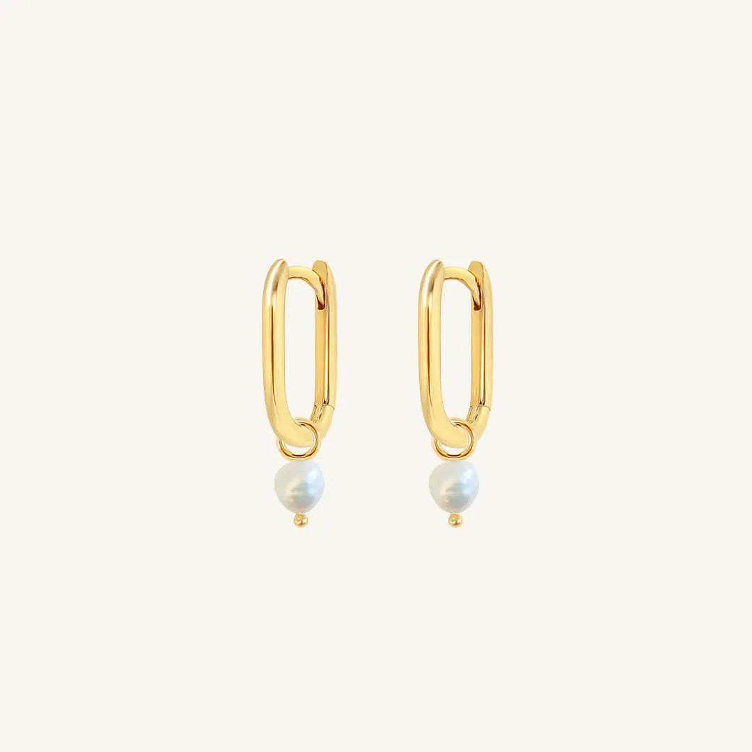 The  GOLD  Pearl Marley Hoops by  Francesca Jewellery from the Earrings Collection.