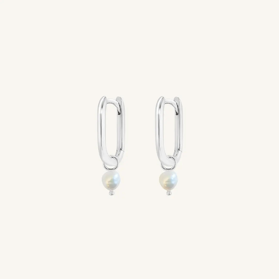 The  SILVER  Pearl Marley Hoops by  Francesca Jewellery from the Earrings Collection.