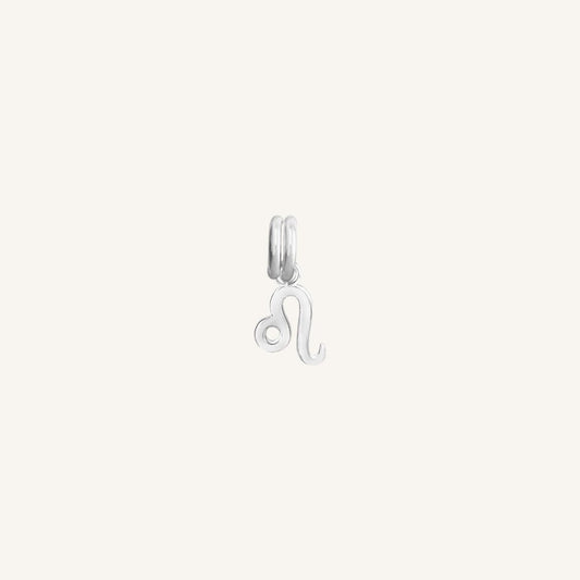 A silver Petite Zodiac Charm representing the Leo zodiac sign.