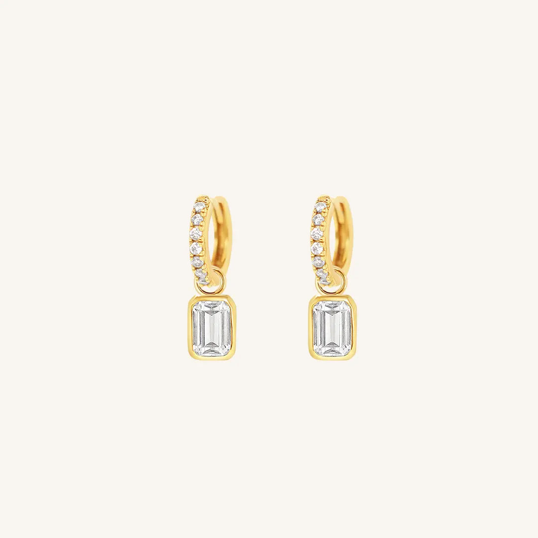 The  GOLD-Darcy  Radiant Crystal Hoops by  Francesca Jewellery from the Earrings Collection.