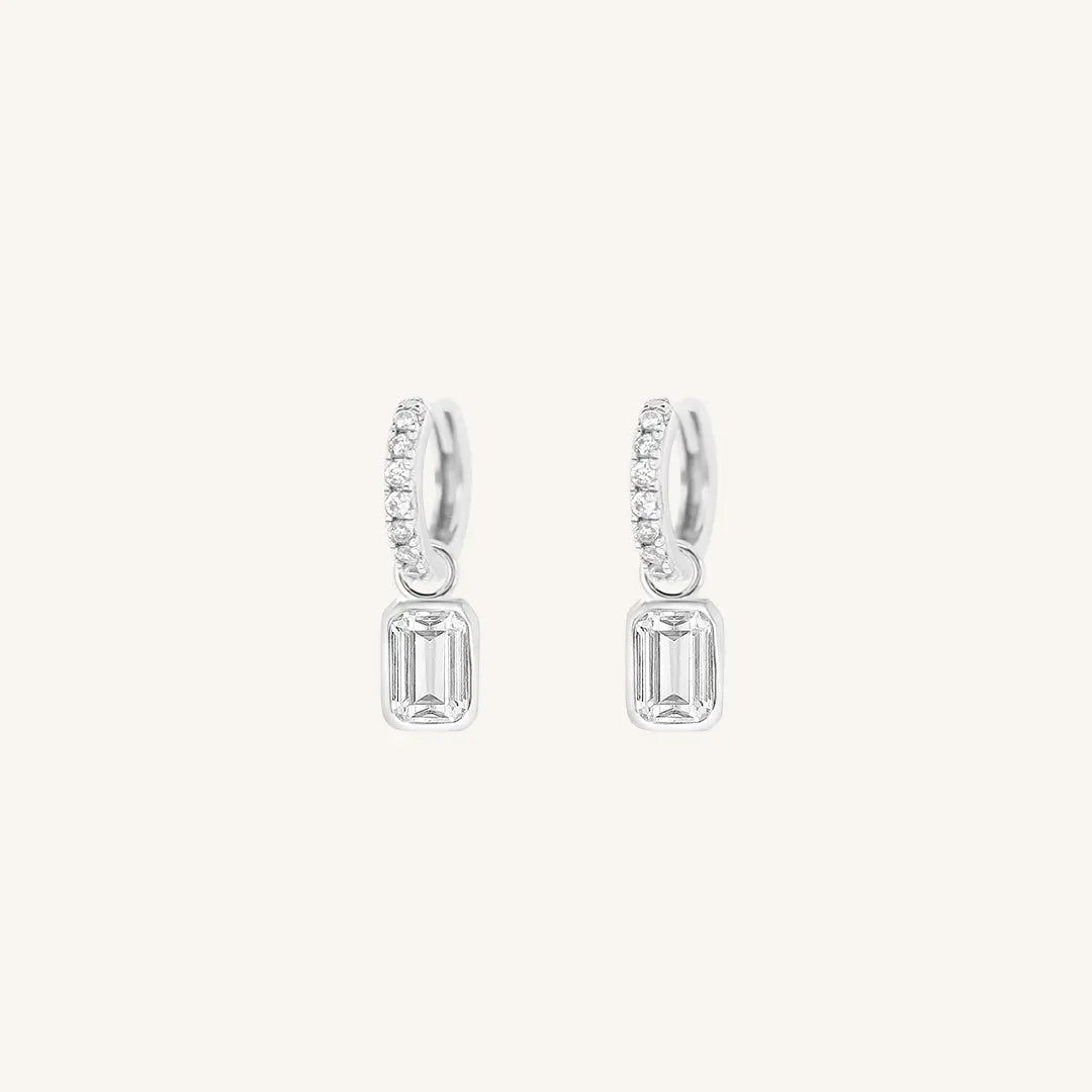 The  SILVER-Darcy  Radiant Crystal Hoops by  Francesca Jewellery from the Earrings Collection.