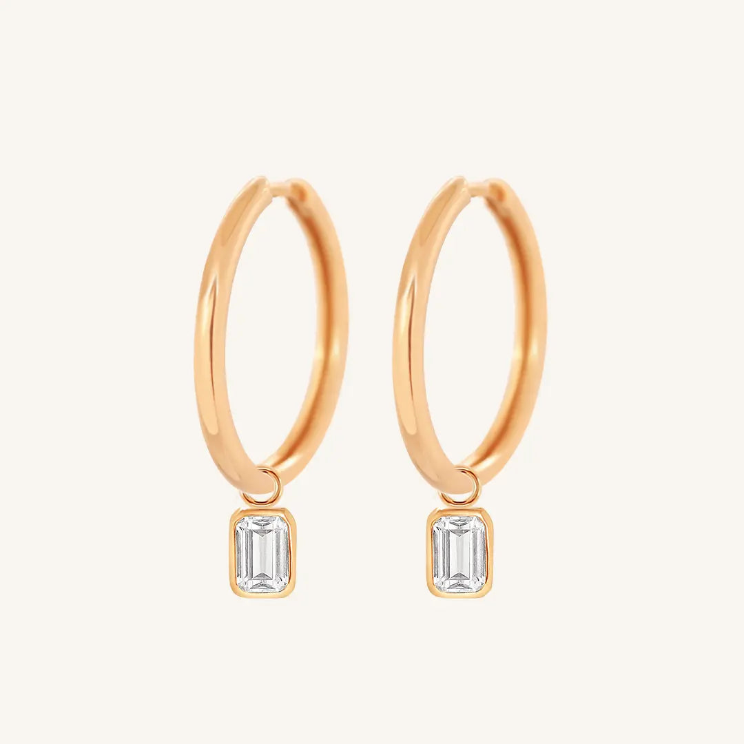 The  ROSE-Riley  Radiant Plain Hoops by  Francesca Jewellery from the Earrings Collection.