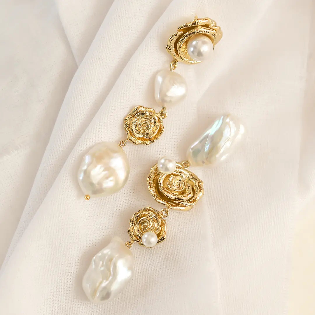 The    PRE-ORDER : Rose Statement Earrings by  Francesca Jewellery from the Earrings Collection.