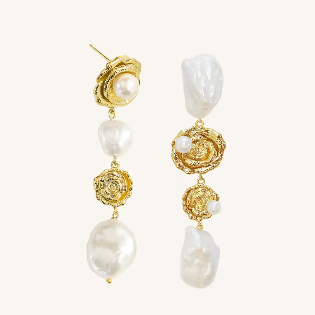The  GOLD  PRE-ORDER : Rose Statement Earrings by  Francesca Jewellery from the Earrings Collection.