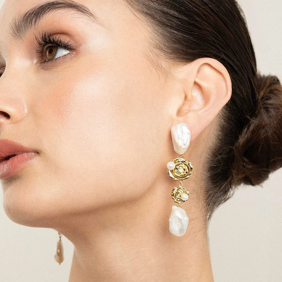 The    PRE-ORDER : Rose Statement Earrings by  Francesca Jewellery from the Earrings Collection.