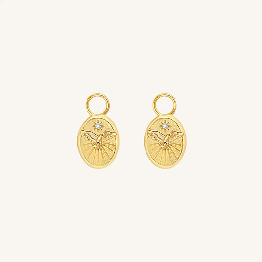 The  GOLD  Soar Hoop Charms Set of 2 by  Francesca Jewellery from the Earrings Collection.