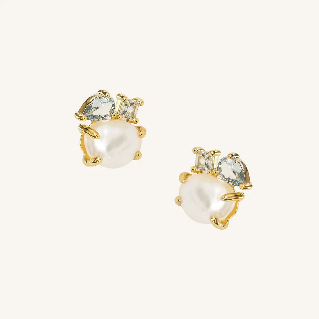 The  GOLD  Something Blue Studs by  Francesca Jewellery from the Earrings Collection.