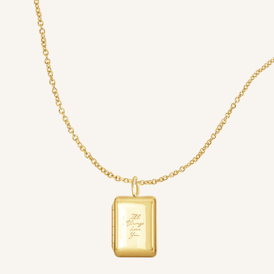 Etch Engraved Story Photo Locket Necklace