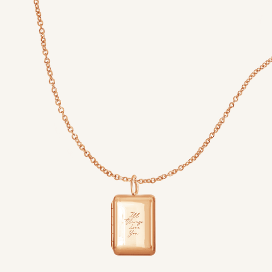 Etch Engraved Story Photo Locket Necklace