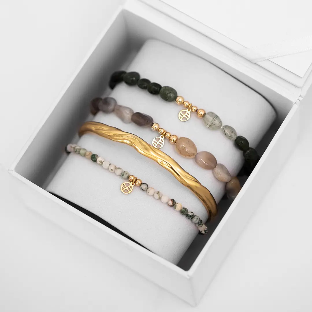 The  GOLD-L  Tarkine Bracelet Stack by  Francesca Jewellery from the Bracelets Collection.