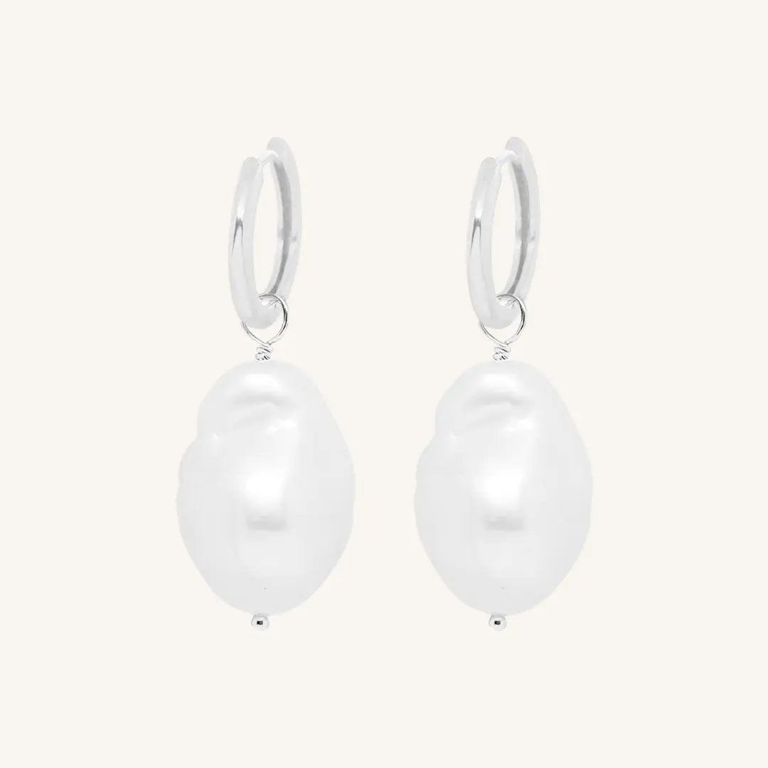 The  SILVER  Vienna Pearl Hoops by  Francesca Jewellery from the Earrings Collection.
