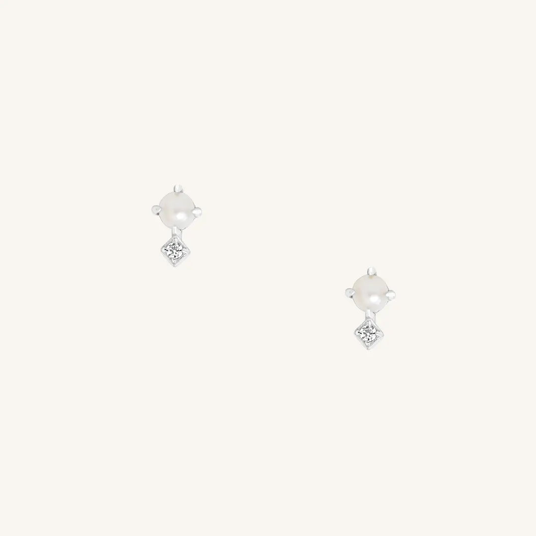 The  SILVER  Voyage Pearl Studs by  Francesca Jewellery from the Earrings Collection.