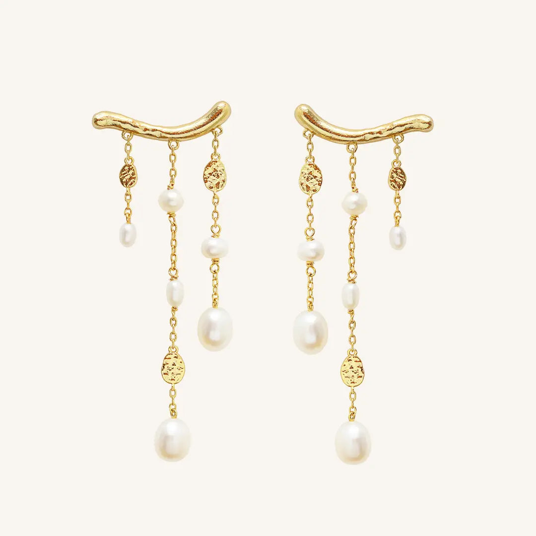The  GOLD  Pearl Waterfall Earrings by  Francesca Jewellery from the Earrings Collection.