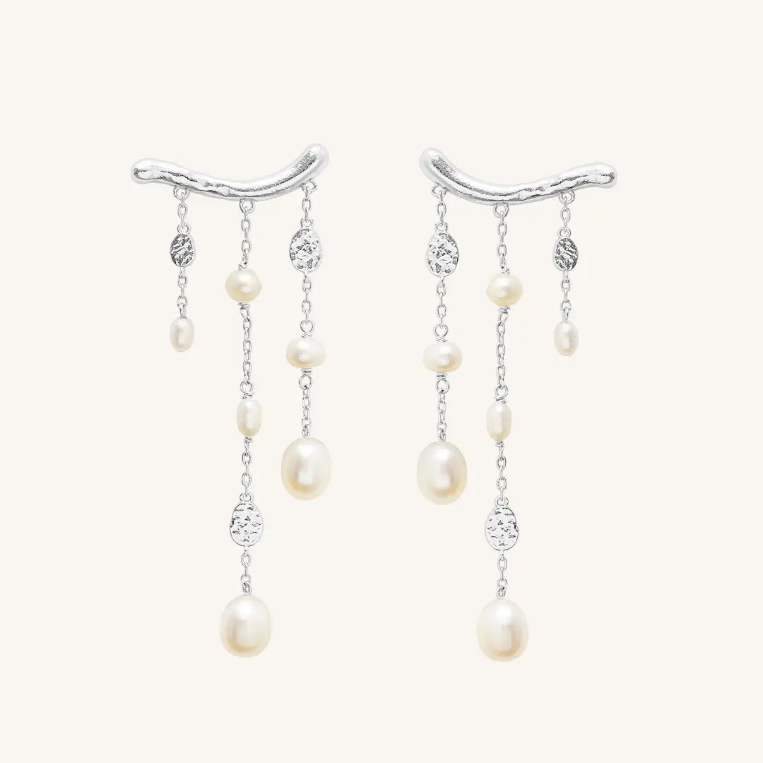 The  SILVER  Pearl Waterfall Earrings by  Francesca Jewellery from the Earrings Collection.
