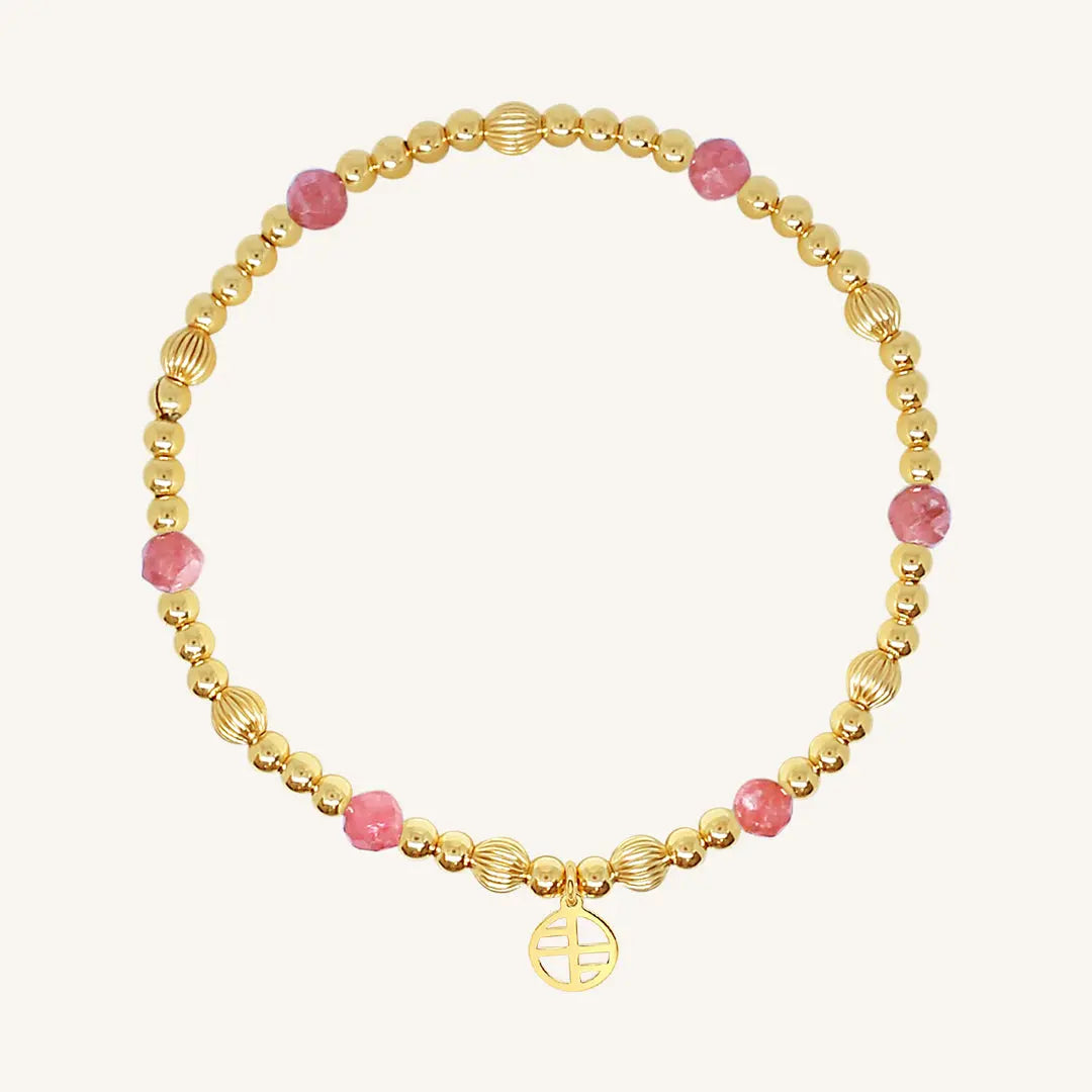 The  GOLD-L  Woodstock Bracelet Rhodochrosite by  Francesca Jewellery from the Bracelets Collection.