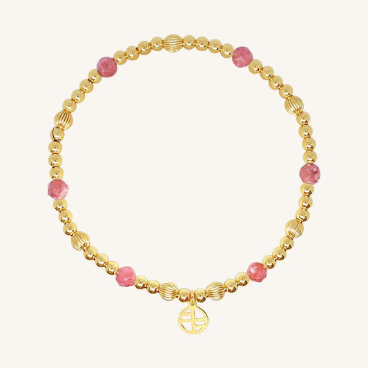 The  GOLD-L  Woodstock Bracelet Rhodochrosite by  Francesca Jewellery from the Bracelets Collection.