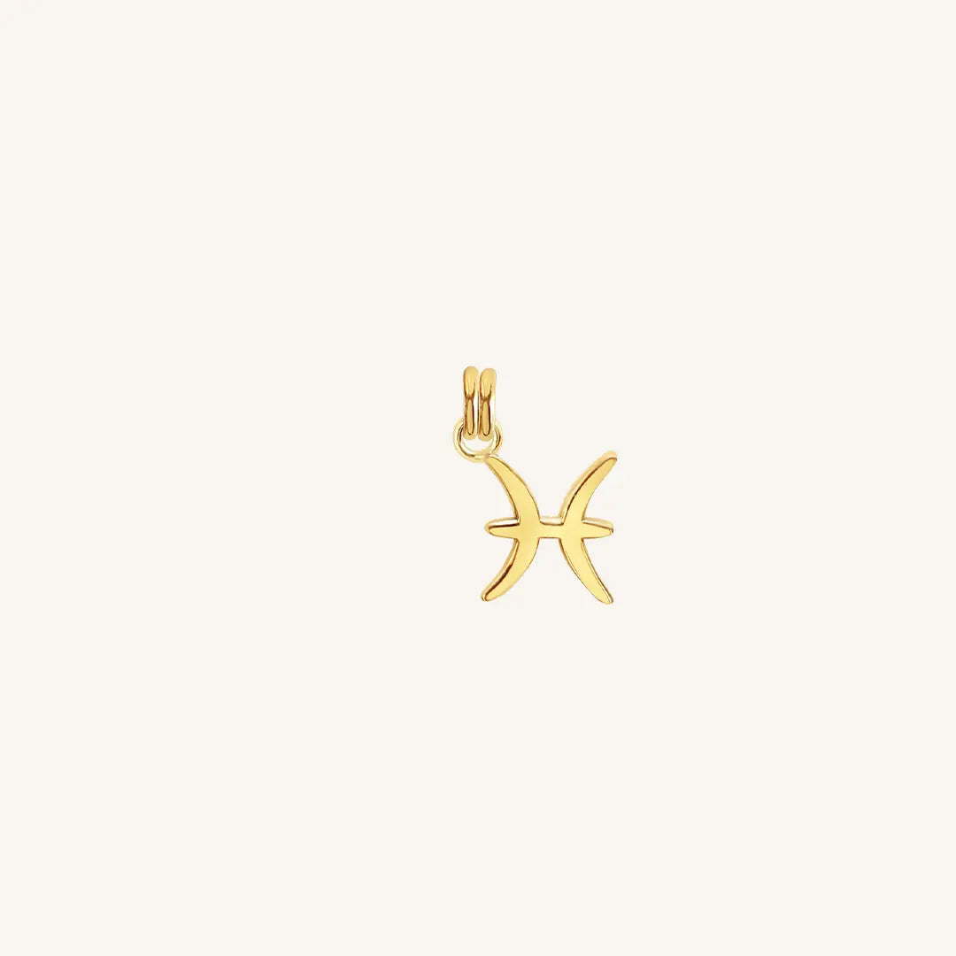 The  GOLD  Petite Zodiac Charm Pisces by  Francesca Jewellery from the Charms Collection.