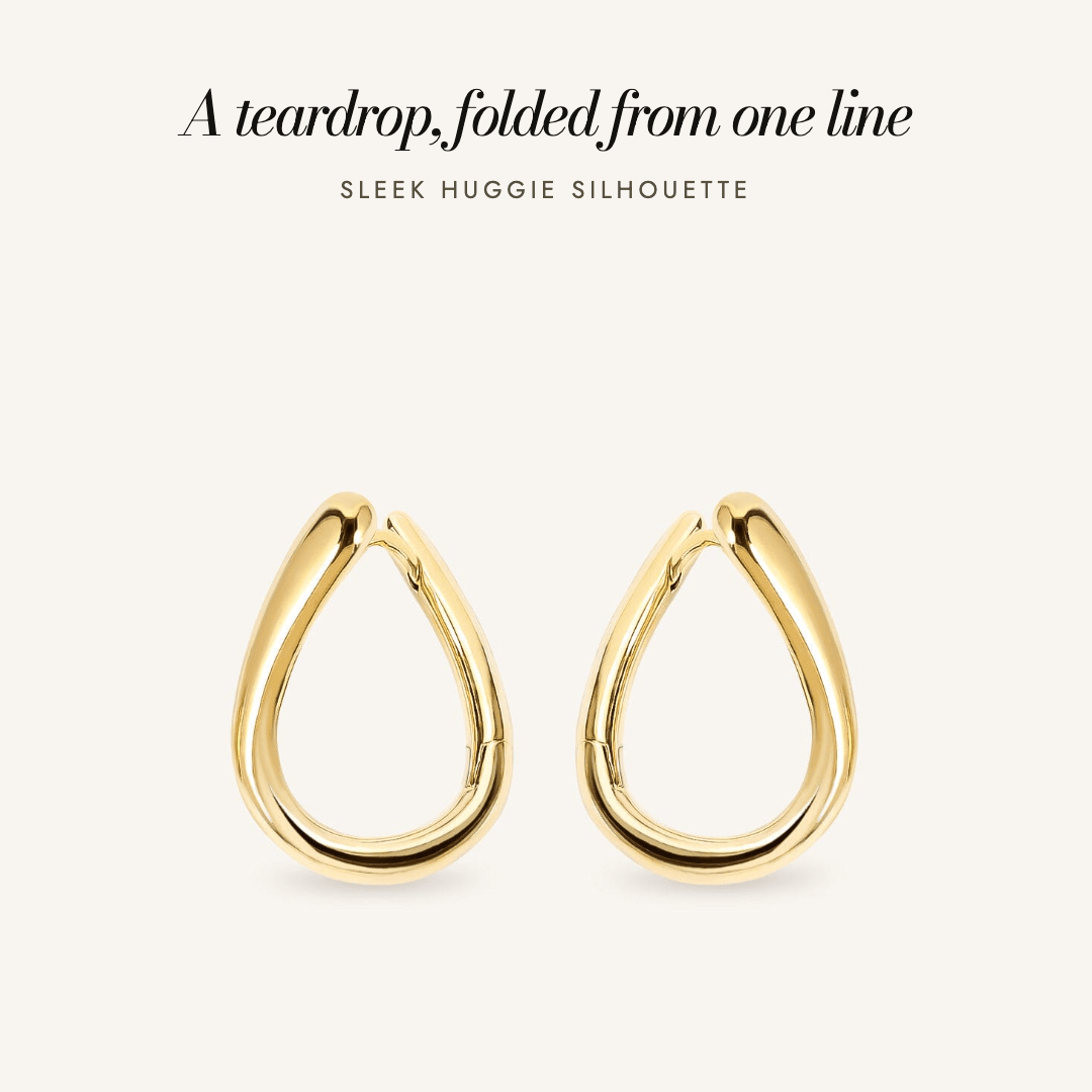 Blair Huggies in gold — a teardrop, folded from one line