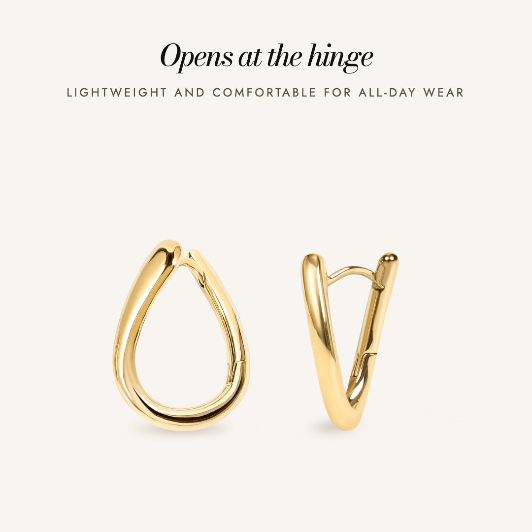 Blair Huggies in gold — opens at the hinge, lightweight for all-day wear