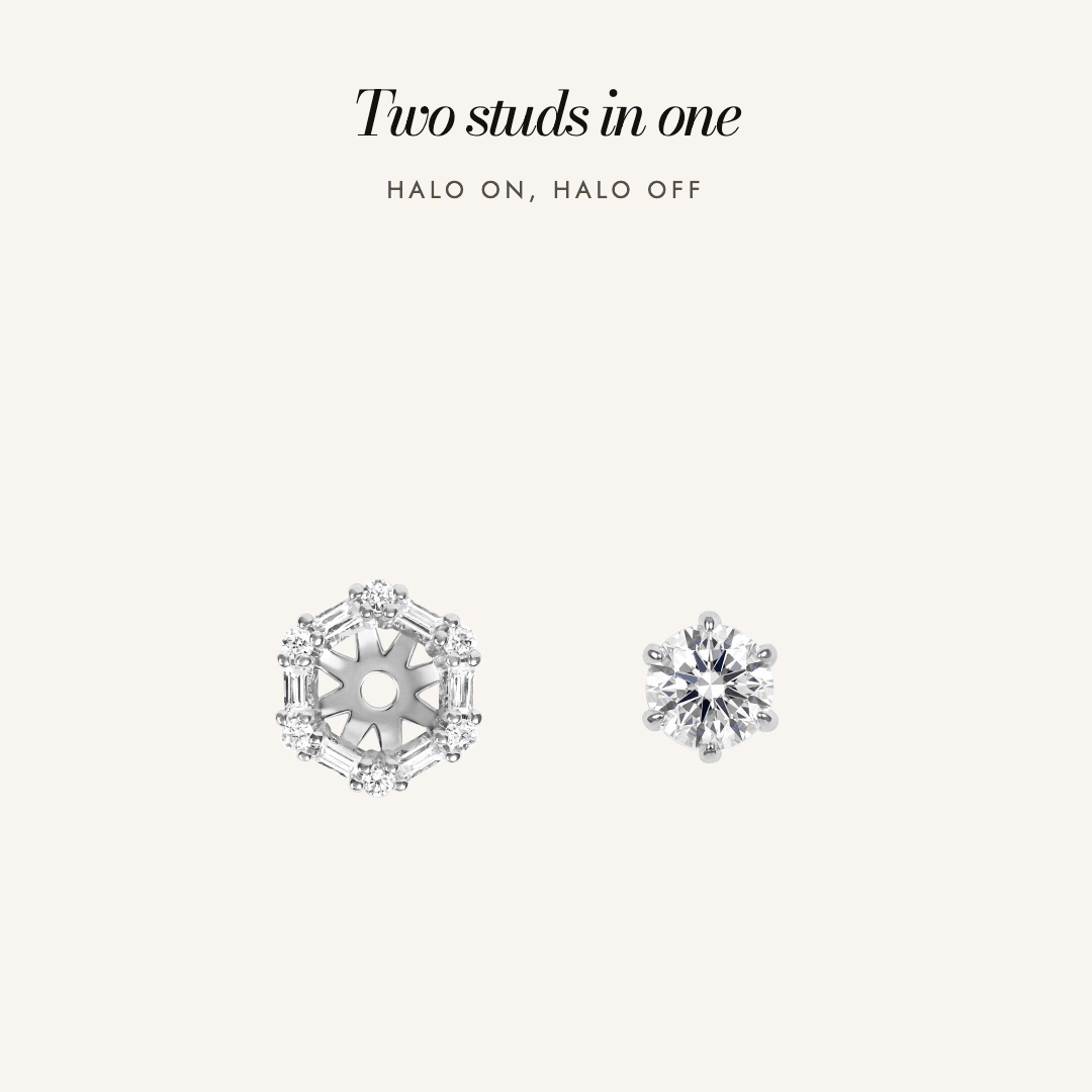 Delilah Halo Studs in silver — two studs in one, halo on and halo off