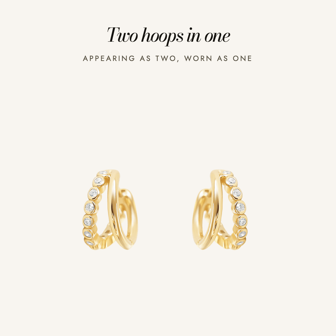 Eden Double Huggies in gold — two hoops in one