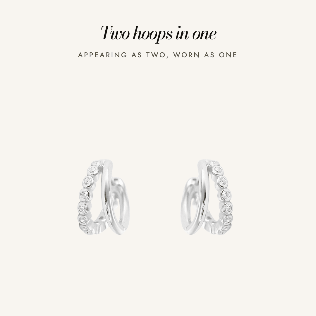 Eden Double Huggies in silver — two hoops in one