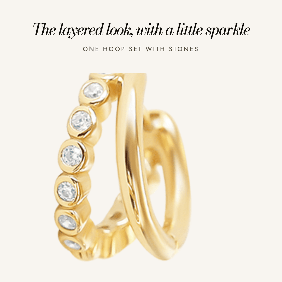 Eden Double Huggies in gold — the layered look, with a little sparkle