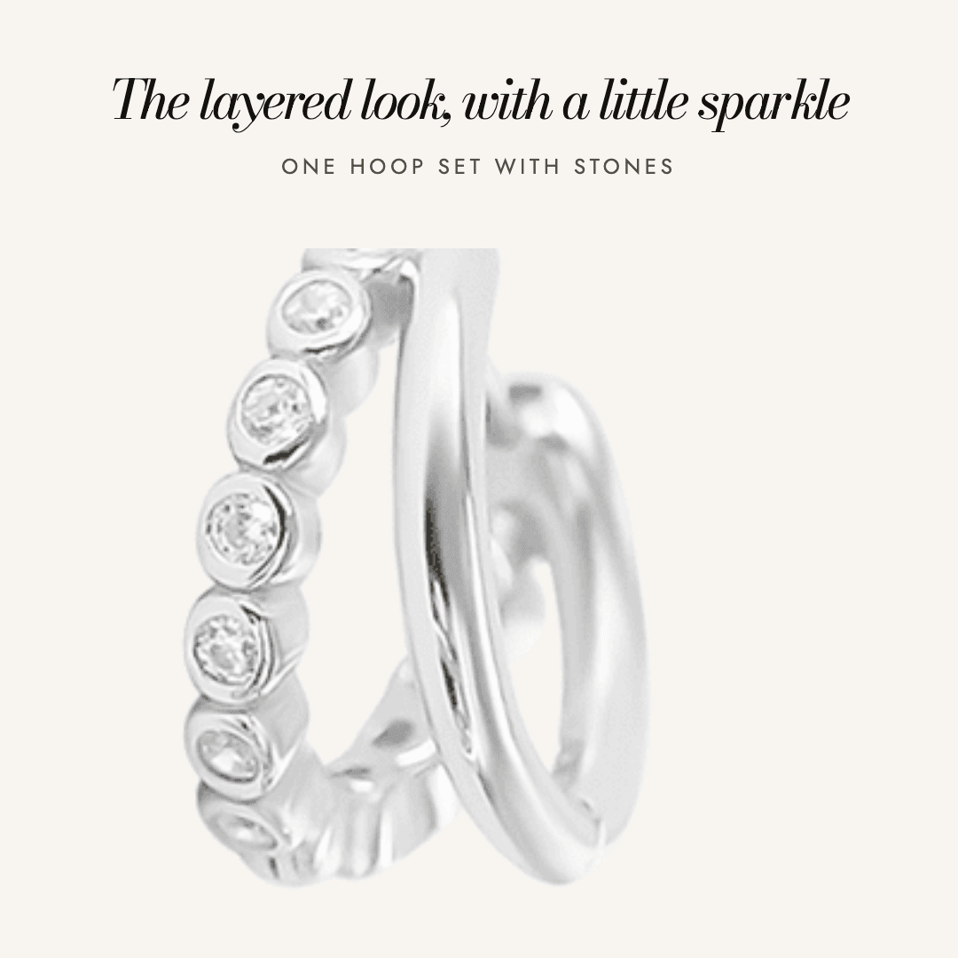 Eden Double Huggies in silver — the layered look, with a little sparkle