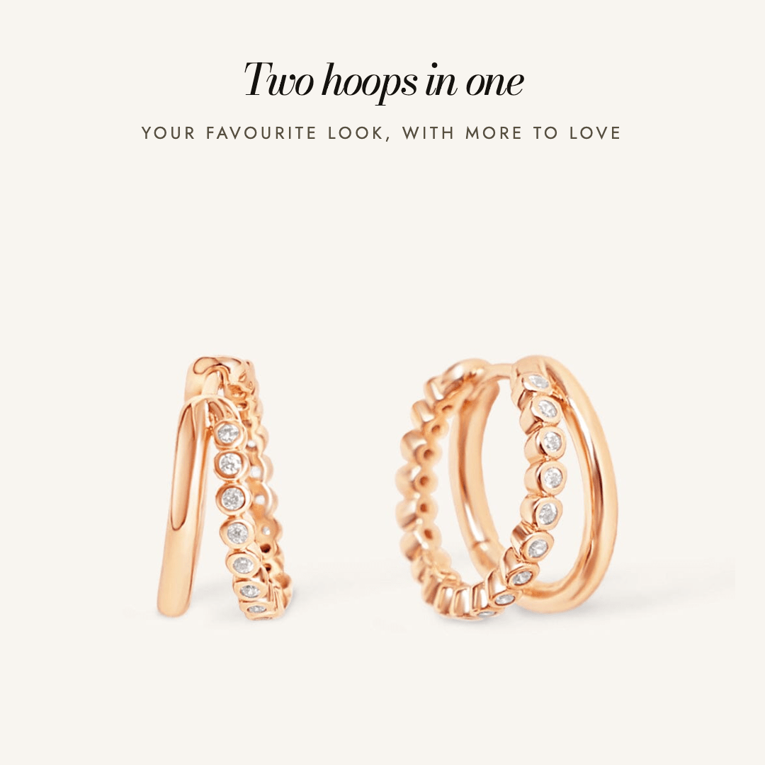 Eden Double Hoops in rose gold — two hoops in one